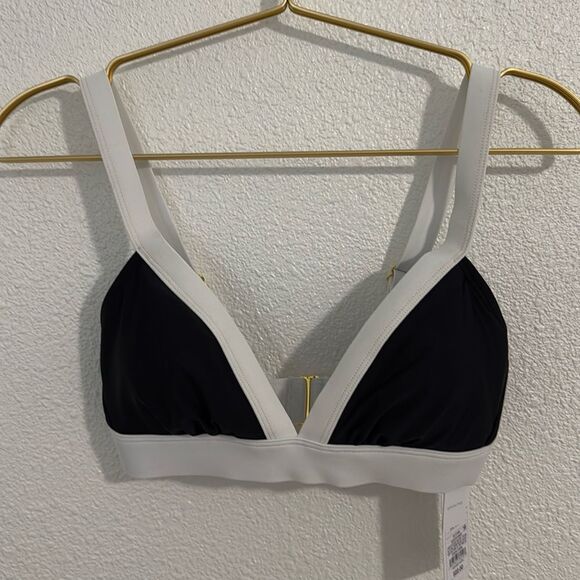 NWT- Shade & Shore- Black White Wide Band Triangle bikini top- Size XS - Picture 3 of 8